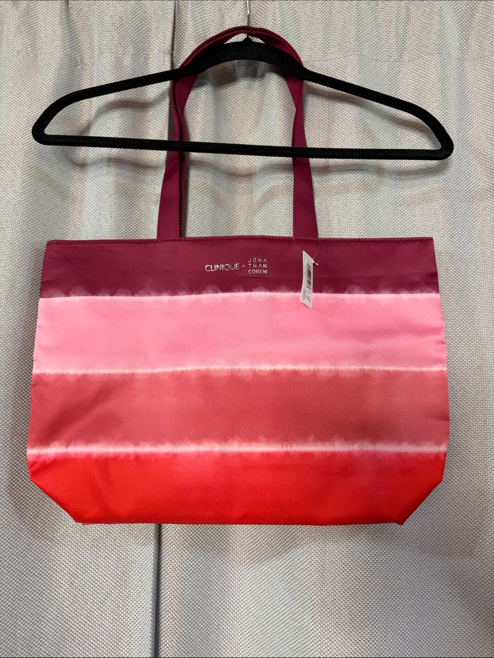 Clinique Gradient Pink to Red Stripe Tote